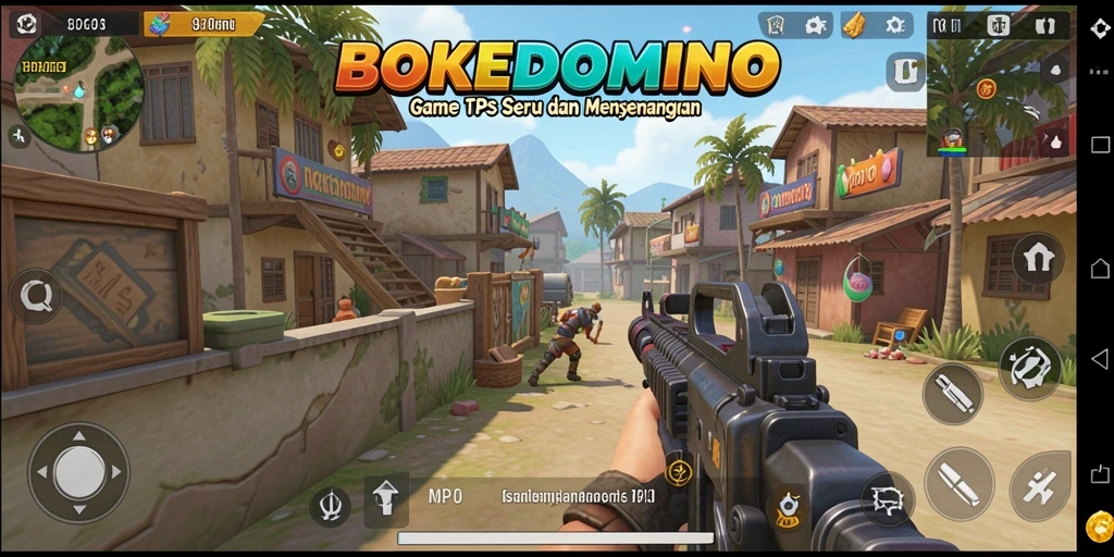 Screenshot gameplay seru BOKEDOMINO dengan desain menarik.