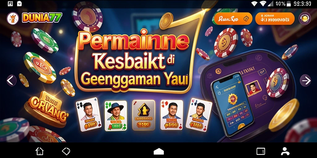 Tampilan gameplay seru dari DUNIA77 di aplikasi Kasino.