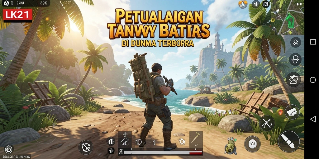Screenshot menunjukkan aksi epik di dunia terbuka LK21.