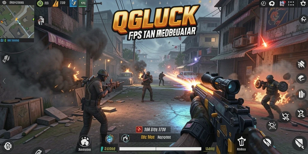 Tangkapan layar menunjukkan aksi pertempuran yang intens di QGLUCK.