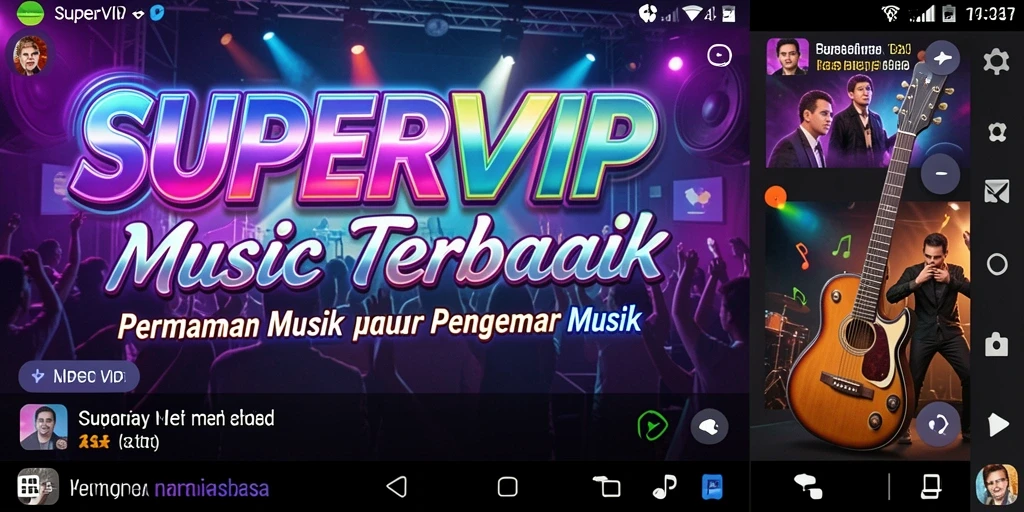 Tampilan gameplay SUPERVIP dengan berbagai pilihan lagu menarik.